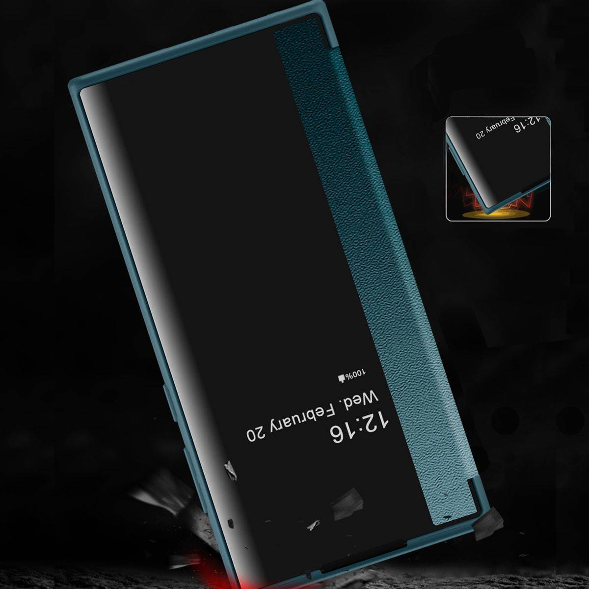 Für Samsung Galaxy S24 Ultra View Spiegel Smart Cover Wake UP Schwarz
