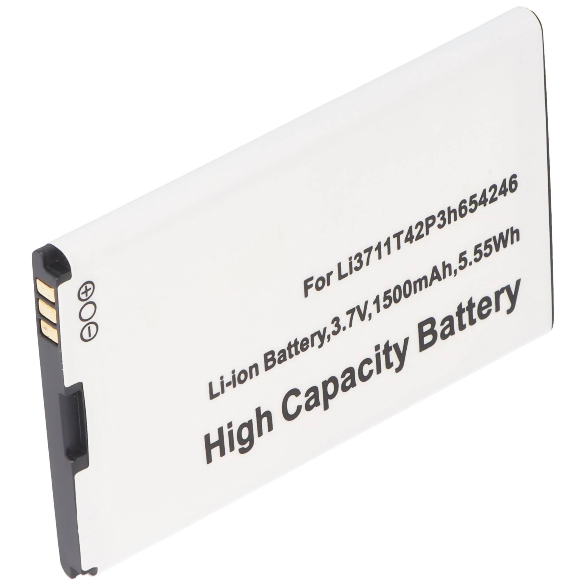 Li-Ion-Akku 1500mAh 3.7V passend für Handy Li3711T42P3h654246, LI3715T42P3H654251, 64.2 x 41,5 x 4,5mm