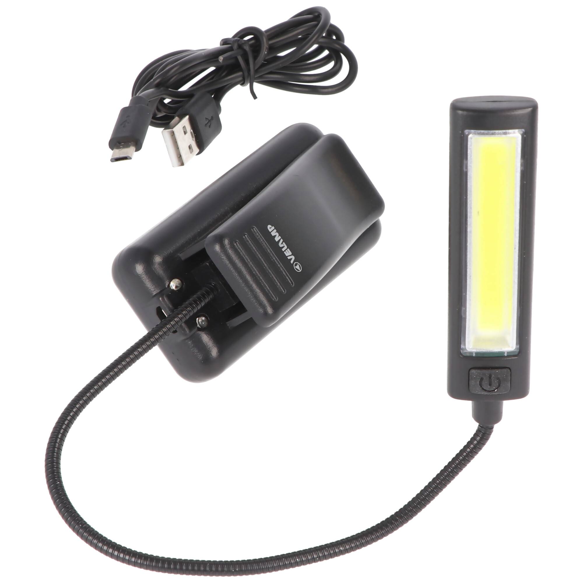 LED-Leseleuchte wiederaufladbar, 2W, 3 Leuchtstufen, mit Clip, inklusive USB-Ladekabel