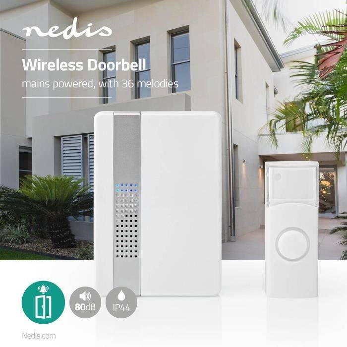 NEDIS Wireless Türklingel-Kit - Netzteil - 80 dB - 36 Melodien - Weiß