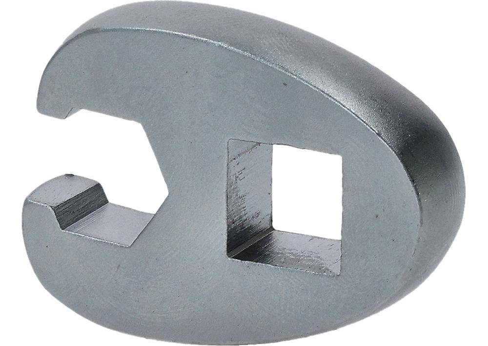 Ein metallisches, ovales Objekt mit zwei quadratischen Öffnungen, das als Hardwarekomponente oder Beschlag verwendet wird.