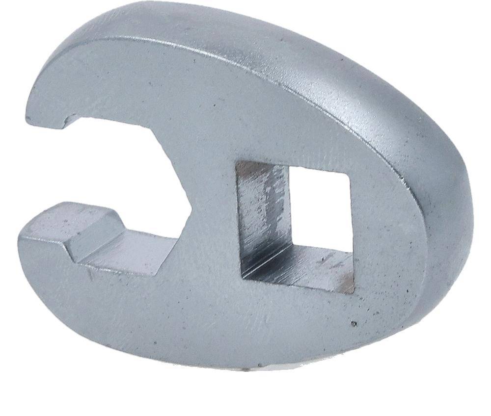 Eine Metallsicherungsscheibe in Oval-Form mit einer inneren Lasche und einem quadratischen Ausschnitt, die zum Sichern von Befestigungselementen verwendet wird.