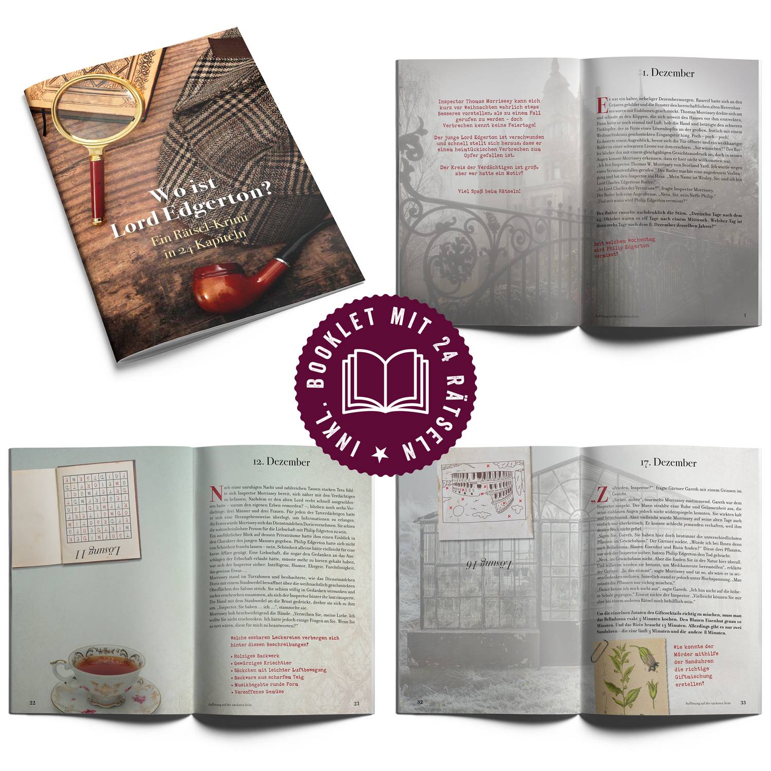 Corasol Snack & Krimi Adventskalender mit Nüssen, Snacks, Schokolade & Krimi-Rätsel Booklet: Wo ist Lord Edgerton? (680 g)
