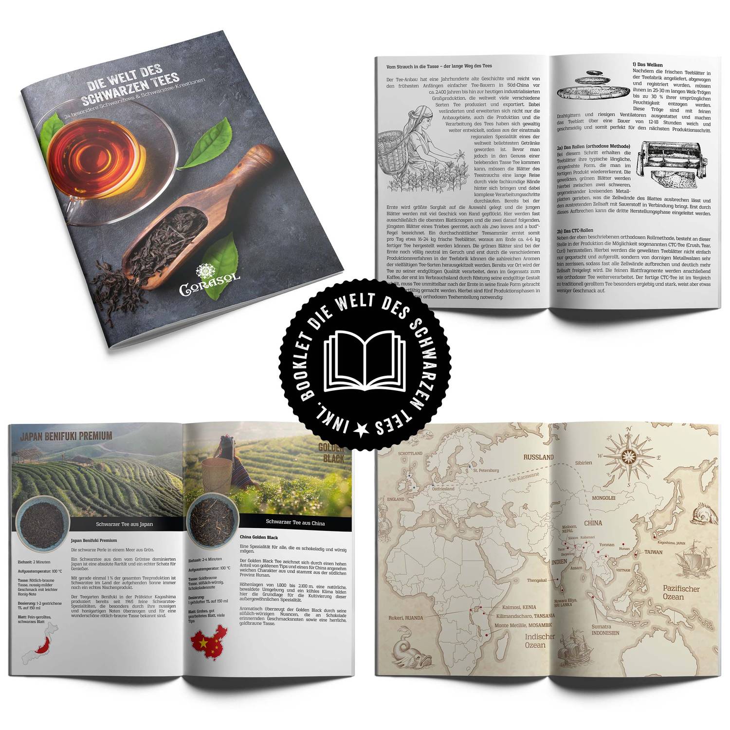 Corasol Premium Schwarztee-Adventskalender, 24 hochwertige Schwarze Tees aus aller Welt für Gourmets (178 g)