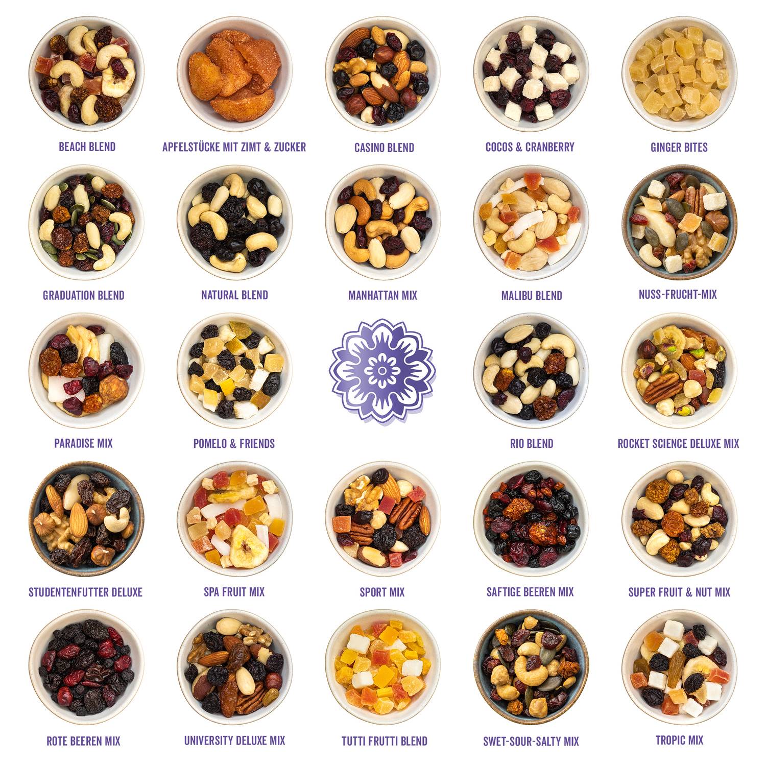 Corasol gesunder Frucht-Nuss-Mix Premium Adventskalender mit 24 fruchtigen Mischungen aus Trockenfrüchten & Nüssen zum Knabbern & Snacken (720 g)