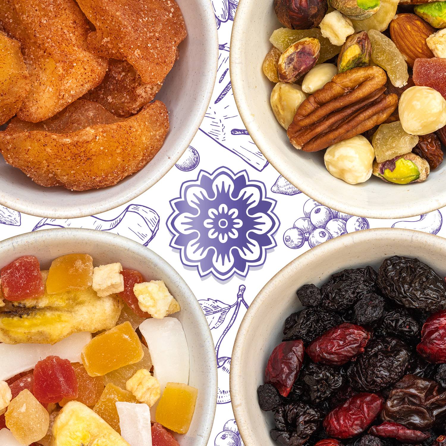 Corasol gesunder Frucht-Nuss-Mix Premium Adventskalender mit 24 fruchtigen Mischungen aus Trockenfrüchten & Nüssen zum Knabbern & Snacken (720 g)