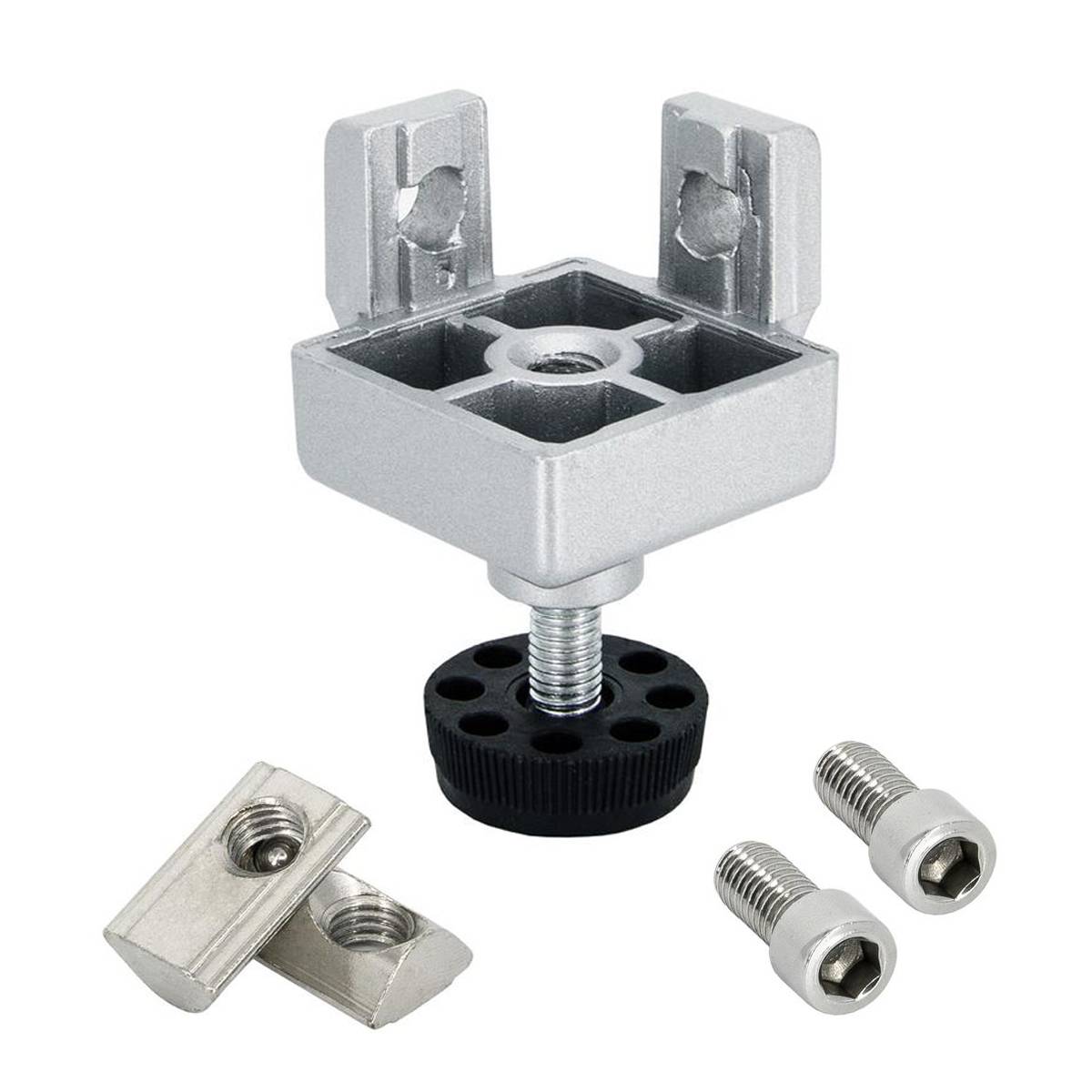 SCHMIDT systemprofile 4x Fußverbinder Nut 8 40x40mm Standfuß M8 Fuß höhenverstellbar Stellfuß Nivellierfuß Aluprofil-Zubehör