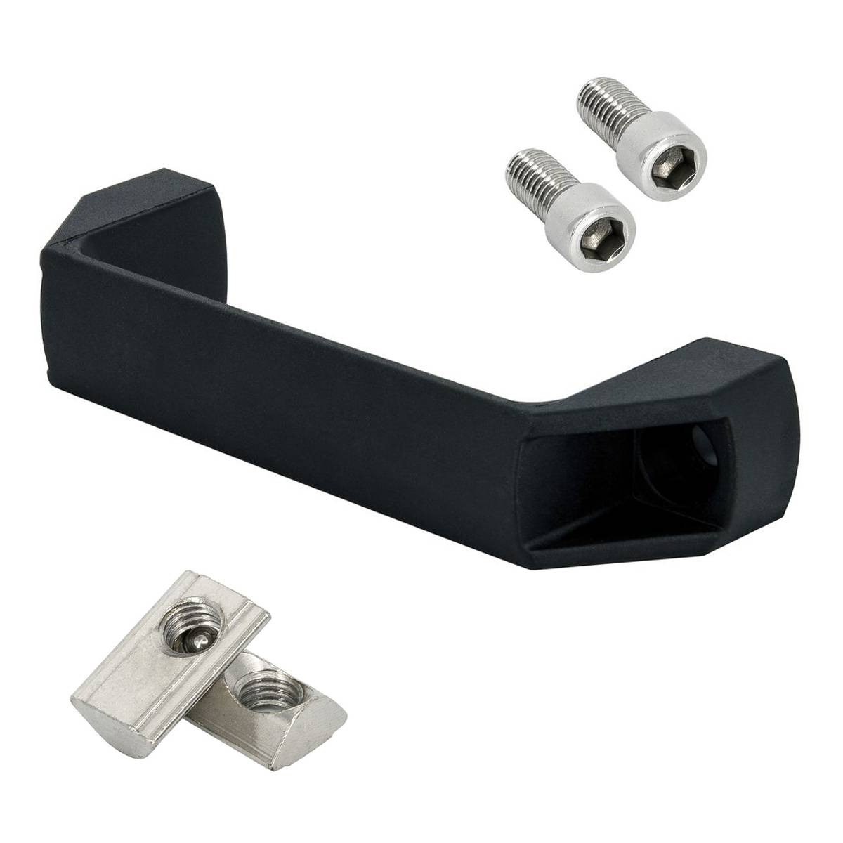 SCHMIDT systemprofile 4x Bügelgriff Nut 8 138x25x40mm Kunststoff schwarz Griff Türgriff Handgriff Haltegriff Ziehgriff Aluprofil-Zubehör