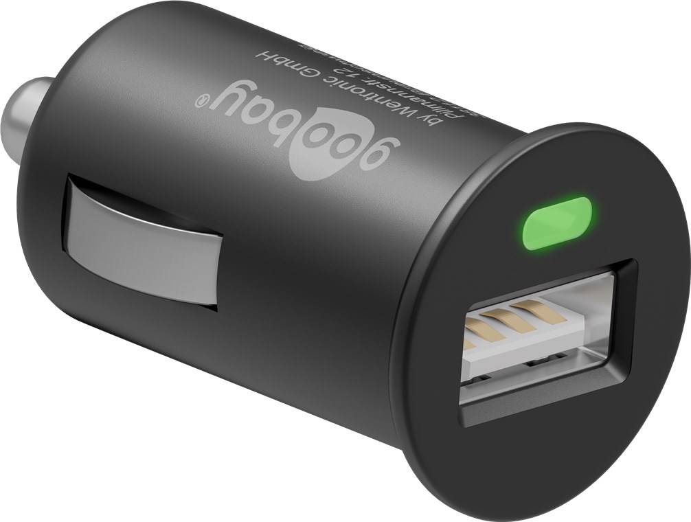 goobay USB Autoladegerät mit 5 W max. 1,0 a12/24 V schwarz (1er Softpack)