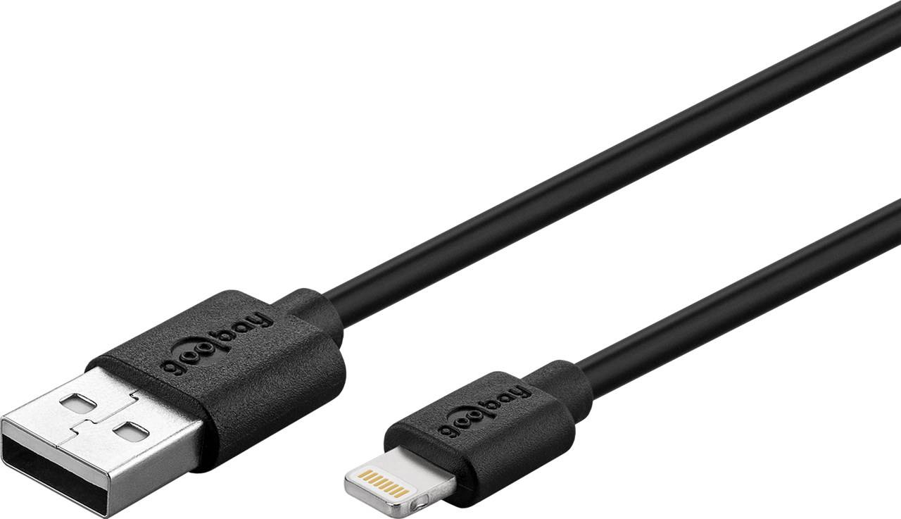 Goobay Apple Lightning Auto-Ladeset (12W/2.4A) - Kfz-Ladeadapter und Apple Lightning Kabel 1.0m (schwarz)