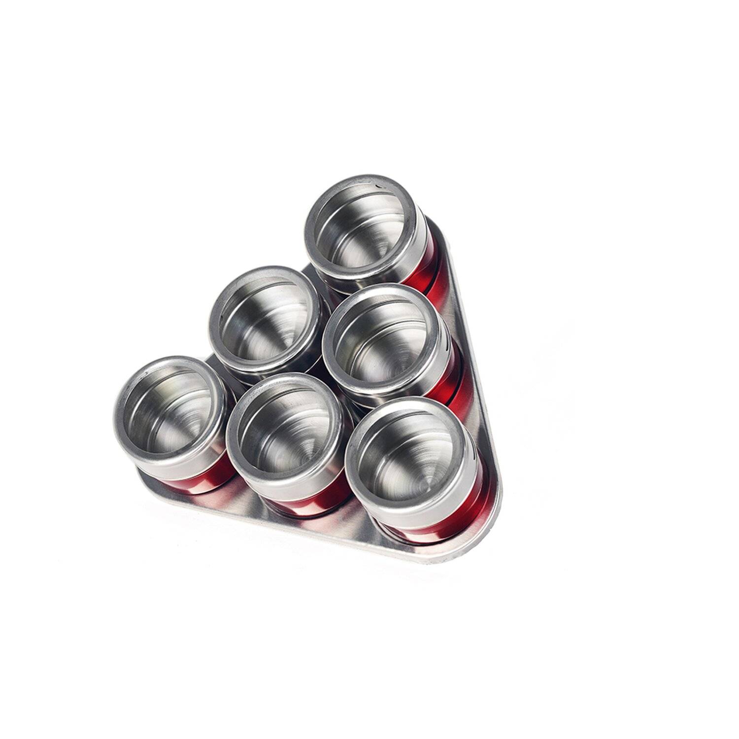 7tlg Edelstahl Metallic Gewürzdosenset Gewürzregal Salz Pfeffer Küche Gewürz Behälter Rot