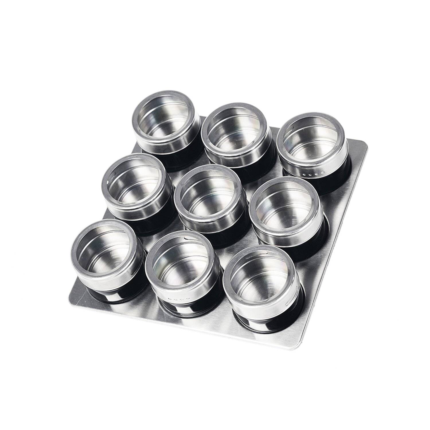 10tlg Edelstahl Metallic Gewürzdosenset Gewurzregal Salz Pfeffer Küche Gewürz Behälter Schwarz