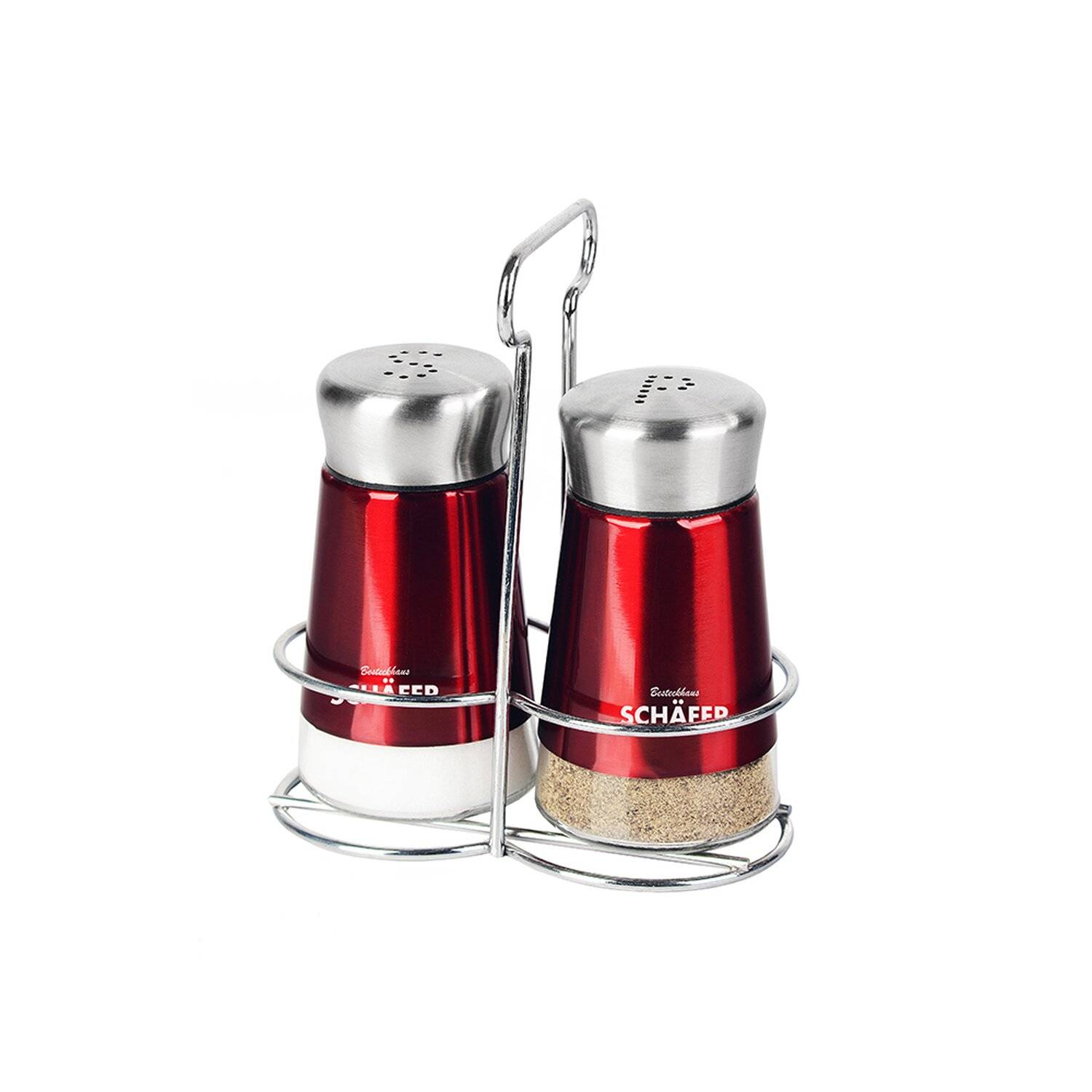 3-Teilig Salzstreuer Pfefferstreuer Set Gewürzstreuer Salz Pfeffer Menage Rot