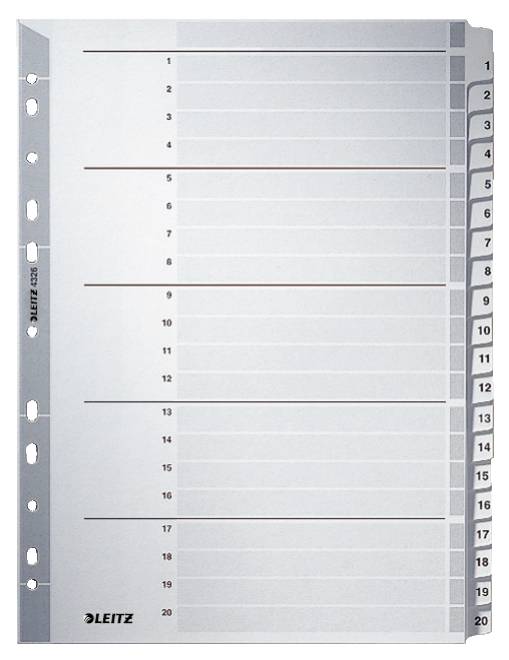 Esselte Leitz Trennelement - 20 Teile - vorgedruckt: 1-20 - für A4 (210 x 297 mm)