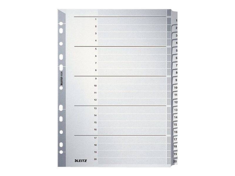 Esselte Leitz Trennelement - 20 Teile - vorgedruckt: 1-20 - für A4 (210 x 297 mm)