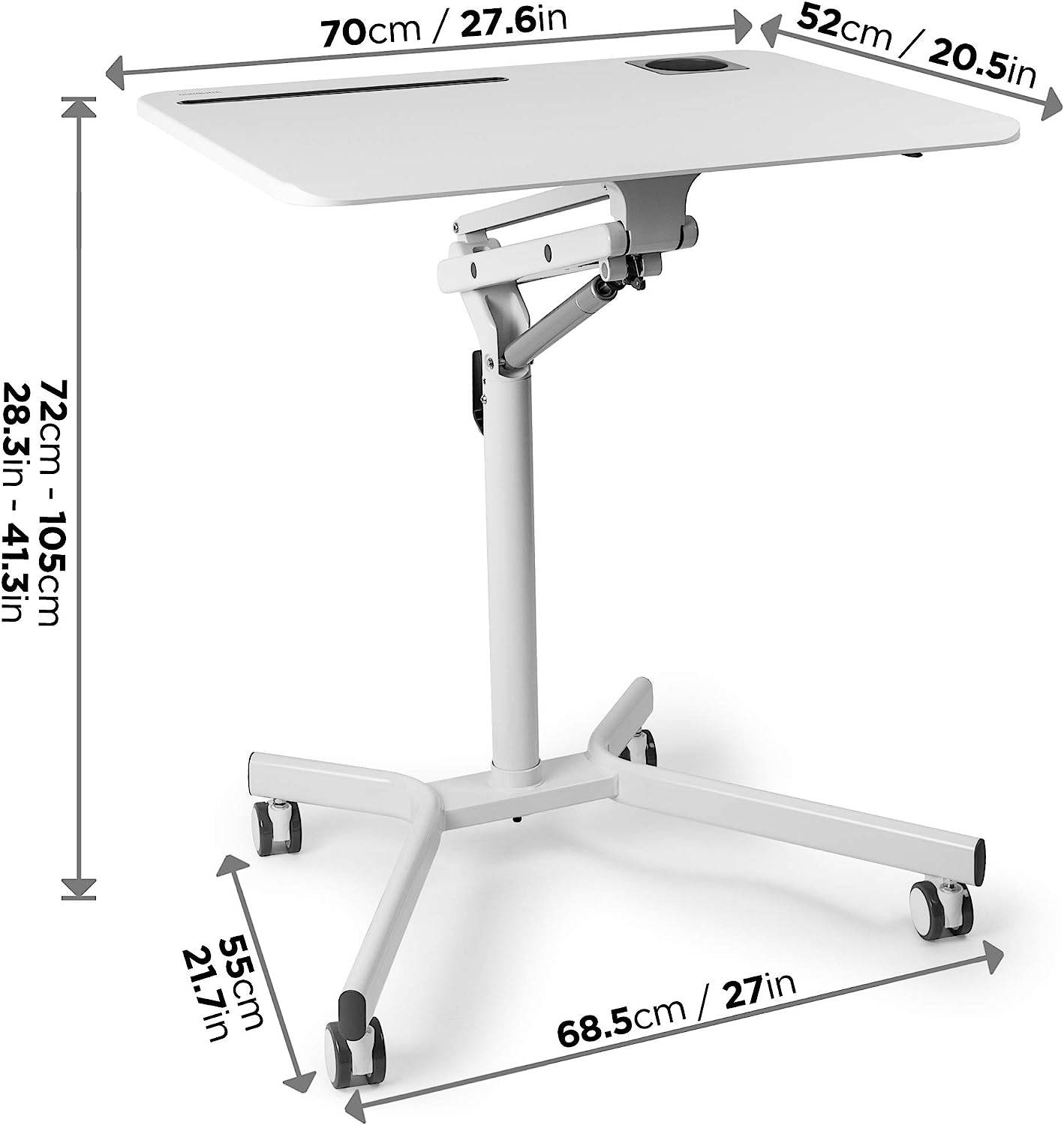 Duronic WPS57 Sitz-Steh-Schreibtisch - Workstation mit Tablet- und Becherhalterung - 70x52cm Plattform - 10 kg Kapazität
