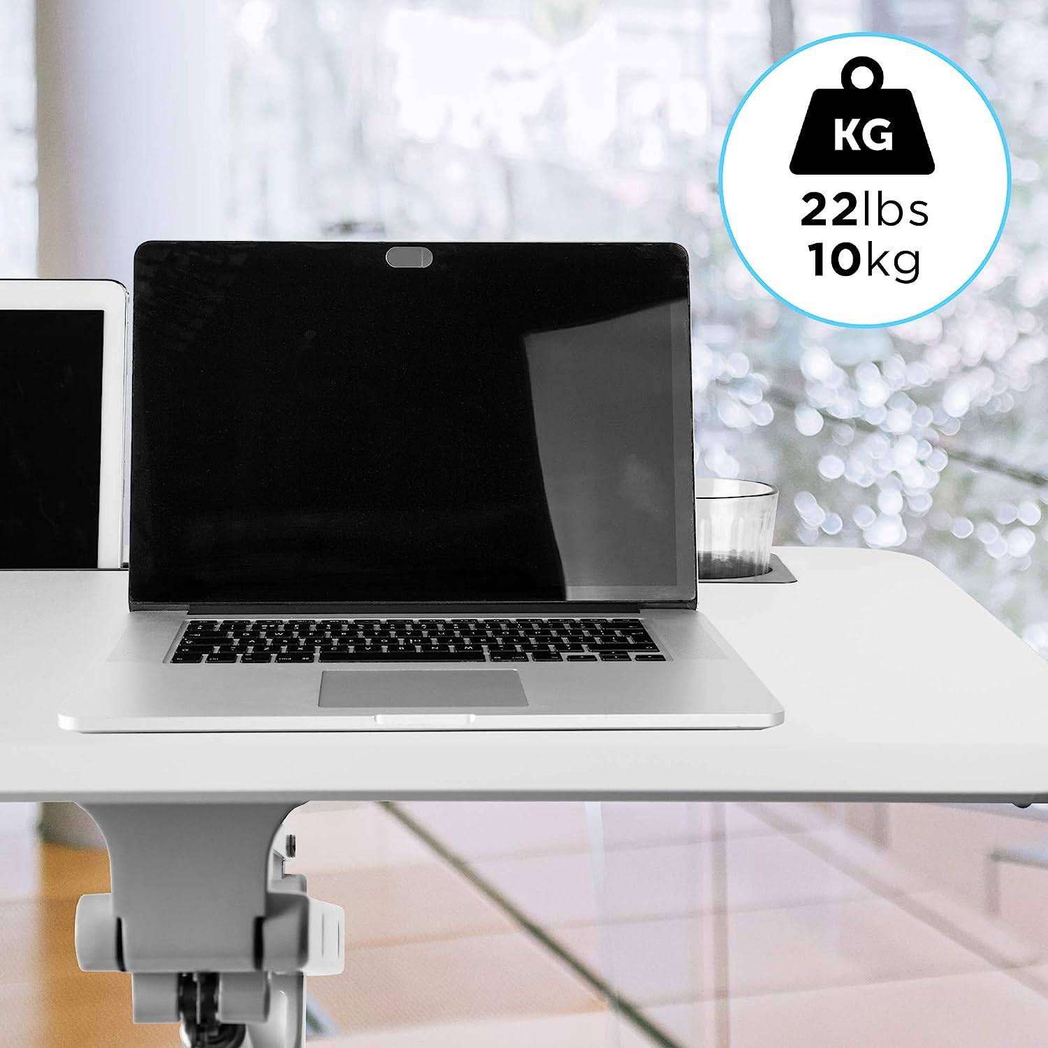 Duronic WPS57 Sitz-Steh-Schreibtisch - Workstation mit Tablet- und Becherhalterung - 70x52cm Plattform - 10 kg Kapazität