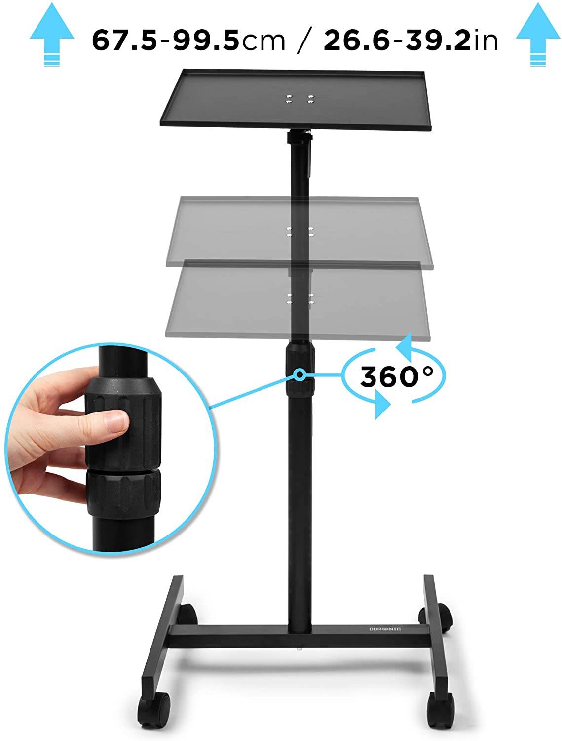 Duronic WPS20 Beamerständer - 10 kg belastbar - höhenverstellbar 67,5-99,5cm - Beamertisch neigbar - Projektionstisch