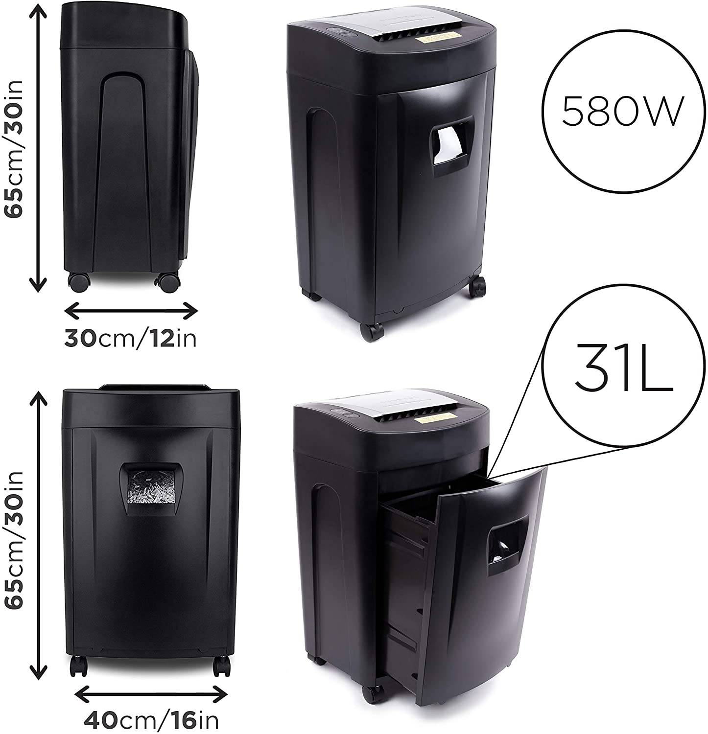 Duronic PS991 Aktenvernichter - Shredder - Kreuzschnitt - 31 L Auffangbehälter - 18 Blatt - CD, DVD - Kreditkarten