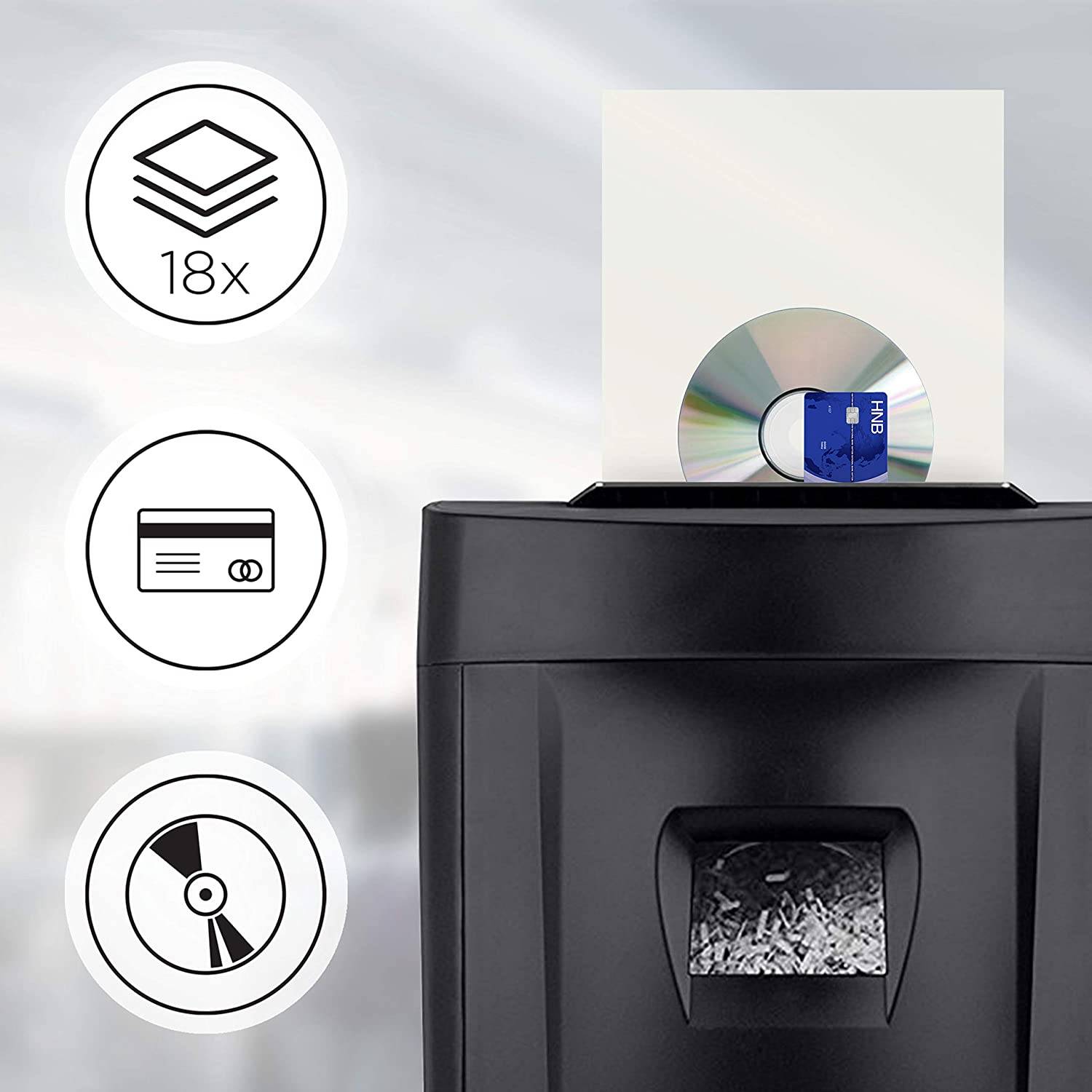 Duronic PS991 Aktenvernichter - Shredder - Kreuzschnitt - 31 L Auffangbehälter - 18 Blatt - CD, DVD - Kreditkarten