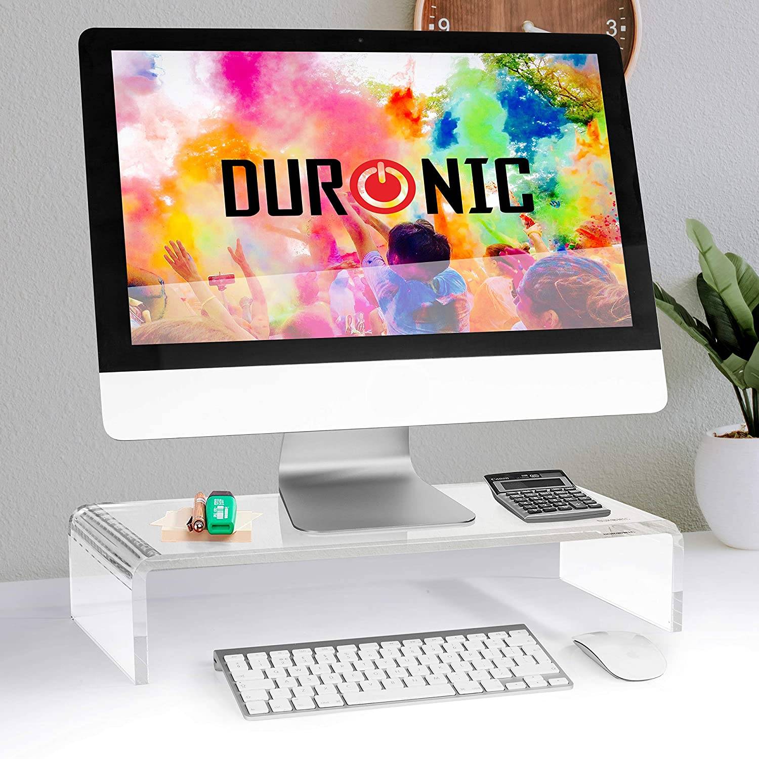 Duronic DM053 Monitorerhöhung - 30kg Belastbarkeit - Erhöhung um 10cm - Monitorständer aus Acrylglas - 50cm x 20cm