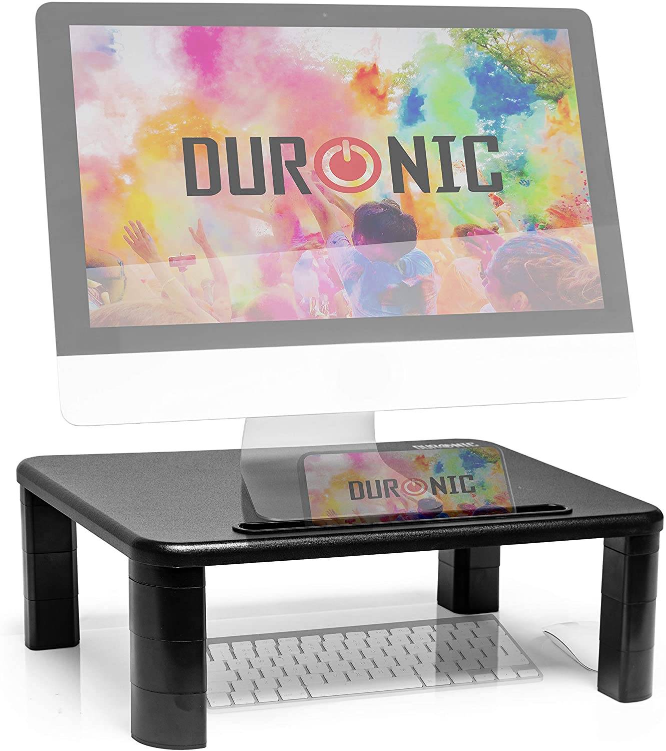 Duronic DM055 Monitorerhöhung - 10kg Belastbarkeit - Erhöhung um 15cm - Monitorständer mit Handyhalter - 40cm x 28cm