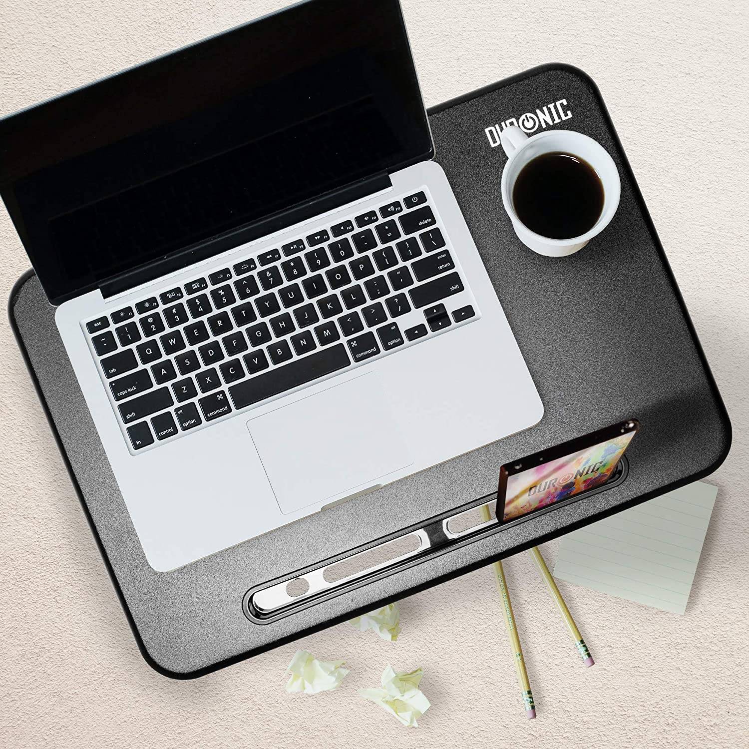 Duronic DM055 Monitorerhöhung - 10kg Belastbarkeit - Erhöhung um 15cm - Monitorständer mit Handyhalter - 40cm x 28cm