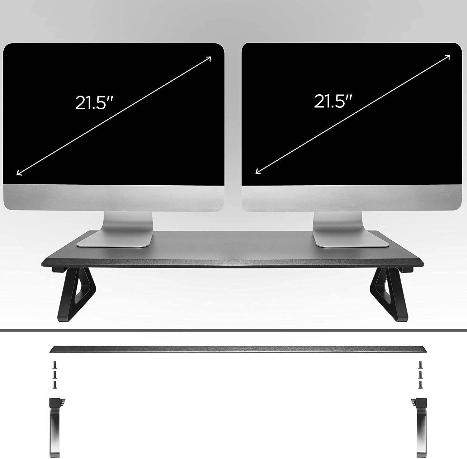 Duronic DM06-2 Monitorerhöhung - 10kg Belastbarkeit - Erhöhung um 16cm - Monitorständer für 2 Displays - 82cm x 30cm