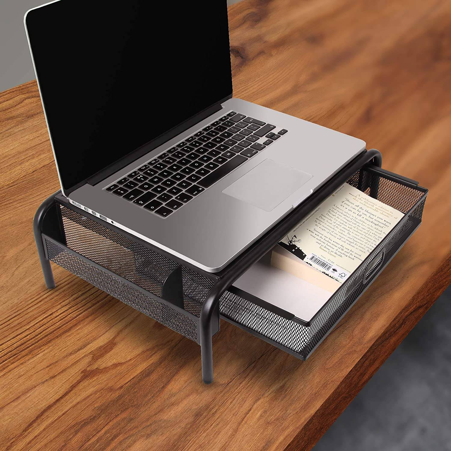 Duronic DM072 Monitorerhöhung - 10kg Belastbarkeit - Erhöhung um 13,5cm - Monitorständer mit Schublade - 33cm x 26cm