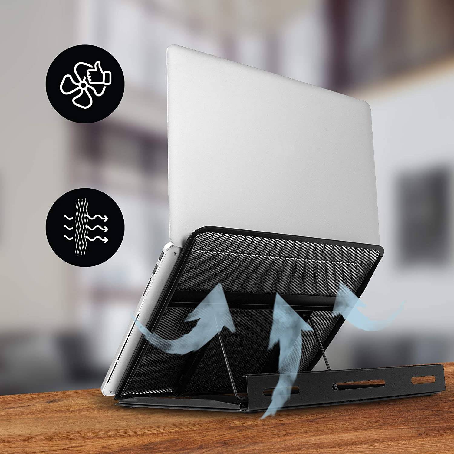 Duronic DM074 Laptopständer - 10kg Belastbarkeit - Faltbar in 9 Stufen - Tablet- und Buchständer - 33cm x 28cm