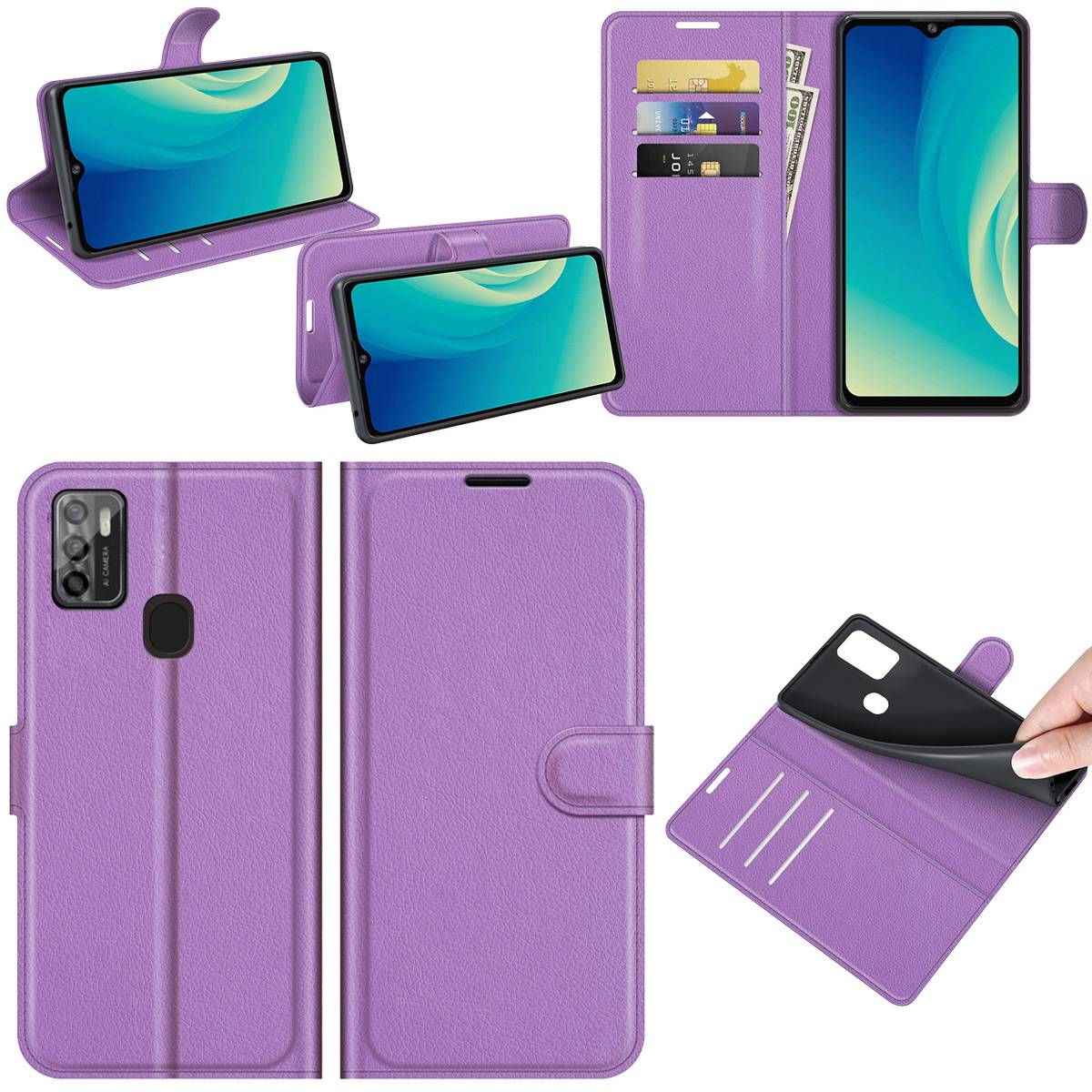 Für ZTE Blade A7s 2020 Handy Tasche Wallet Premium Lila Schutz Hülle Case Cover Etuis Neu Zubehör