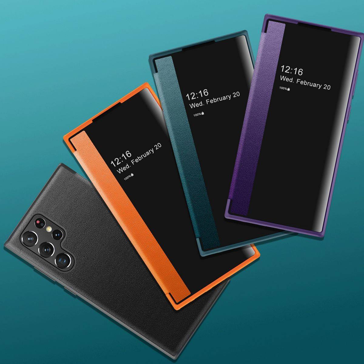 Für Samsung Galaxy S22 Ultra 5G View Smartcover Grün Schutzhülle Cover Etui Tasche Hülle Neu Case Wake UP Funktion