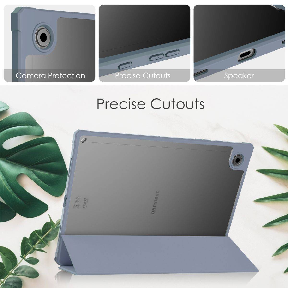 Für Samsung Galaxy Tab A8 2021 X200 / X205 Tasche Lila Hülle Etuis Design Acryl Smart Cover Case Schutz Kappe aufstellen