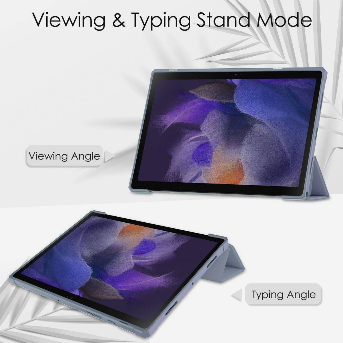 Für Samsung Galaxy Tab A8 2021 X200 / X205 Tasche Lila Hülle Etuis Design Acryl Smart Cover Case Schutz Kappe aufstellen