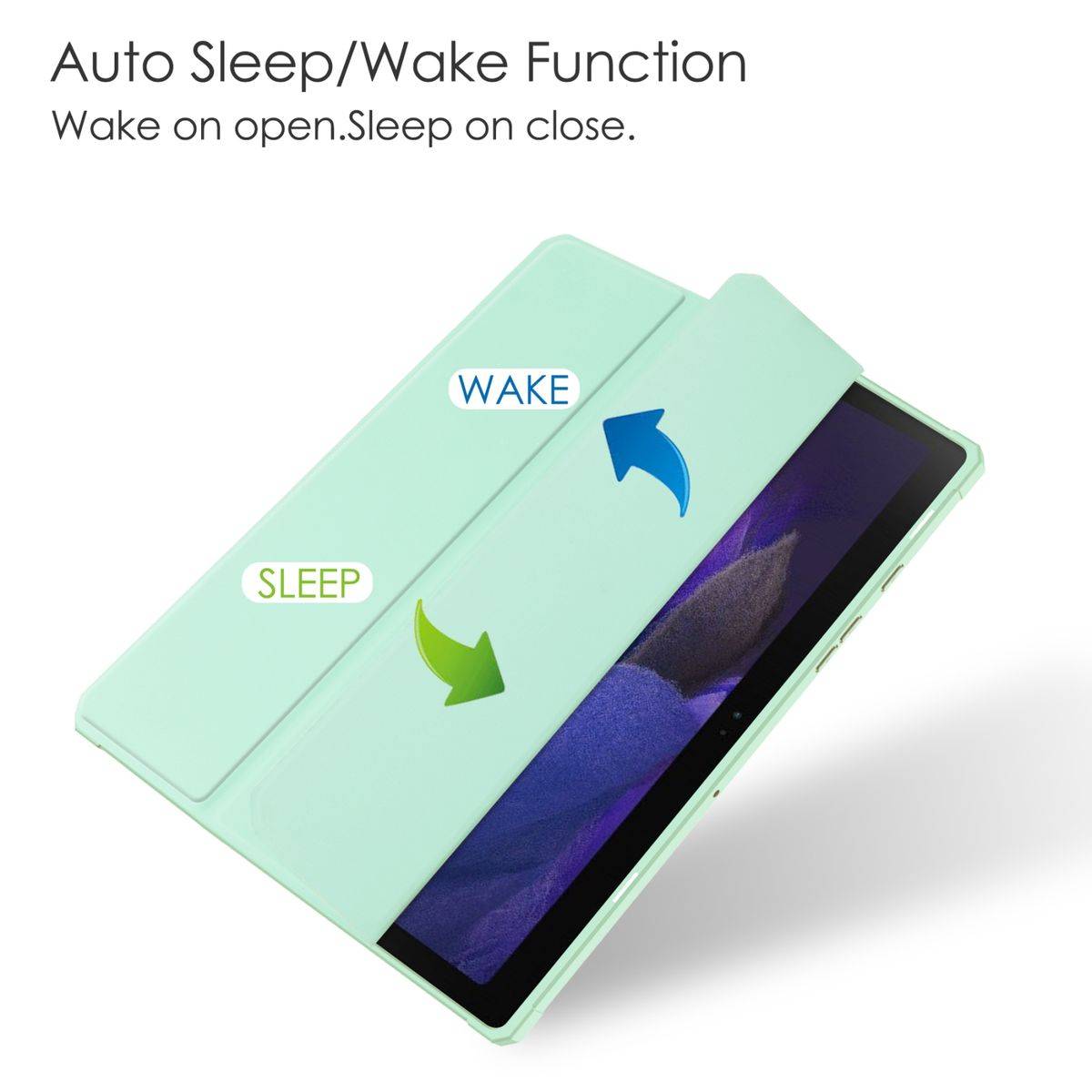 Für Samsung Galaxy Tab A8 2021 X200 / X205 Tasche Mint Grün Hülle Etuis Design Acryl Smart Cover Case Schutz Kappe aufstellen