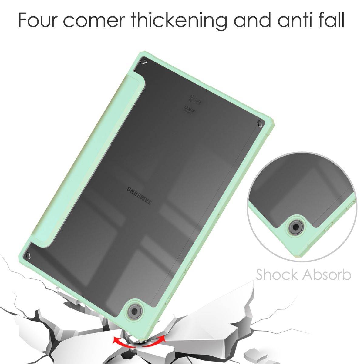 Für Samsung Galaxy Tab A8 2021 X200 / X205 Tasche Mint Grün Hülle Etuis Design Acryl Smart Cover Case Schutz Kappe aufstellen