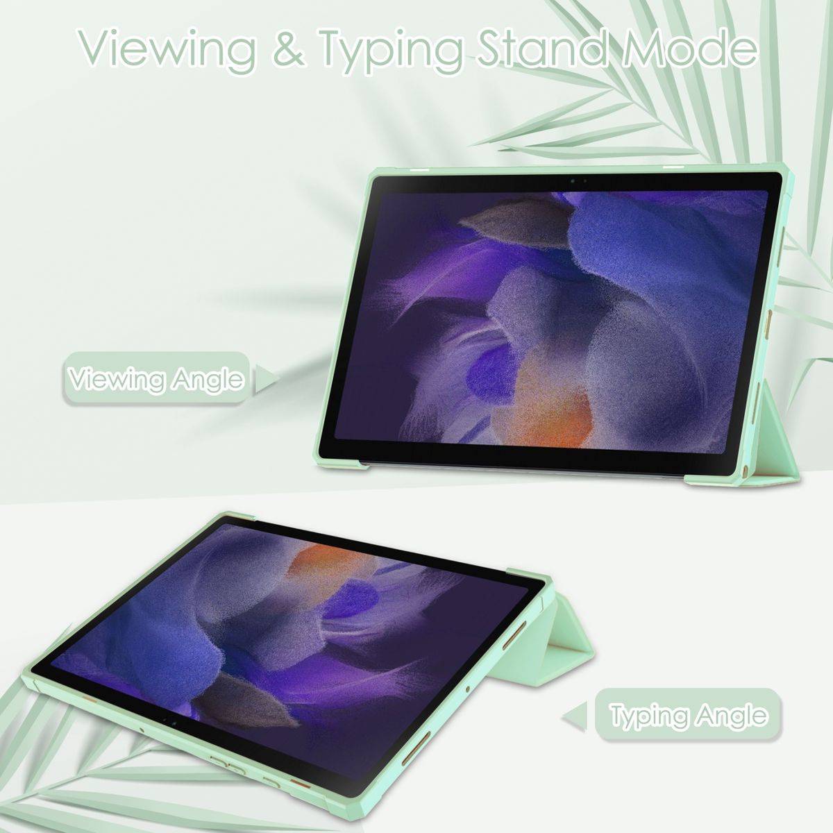 Für Samsung Galaxy Tab A8 2021 X200 / X205 Tasche Mint Grün Hülle Etuis Design Acryl Smart Cover Case Schutz Kappe aufstellen