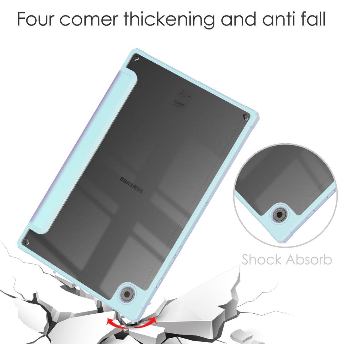 Für Samsung Galaxy Tab A8 2021 X200 / X205 Tasche Hell Blau Hülle Etuis Design Acryl Smart Cover Case Schutz Kappe aufstellen