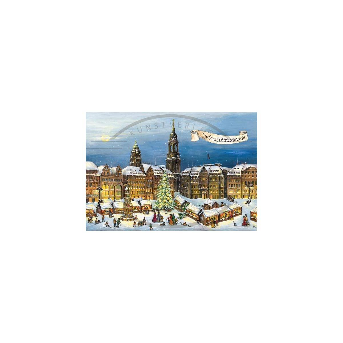 2920 - Weihnachtspostkarte - Dresdner Striezelmarkt