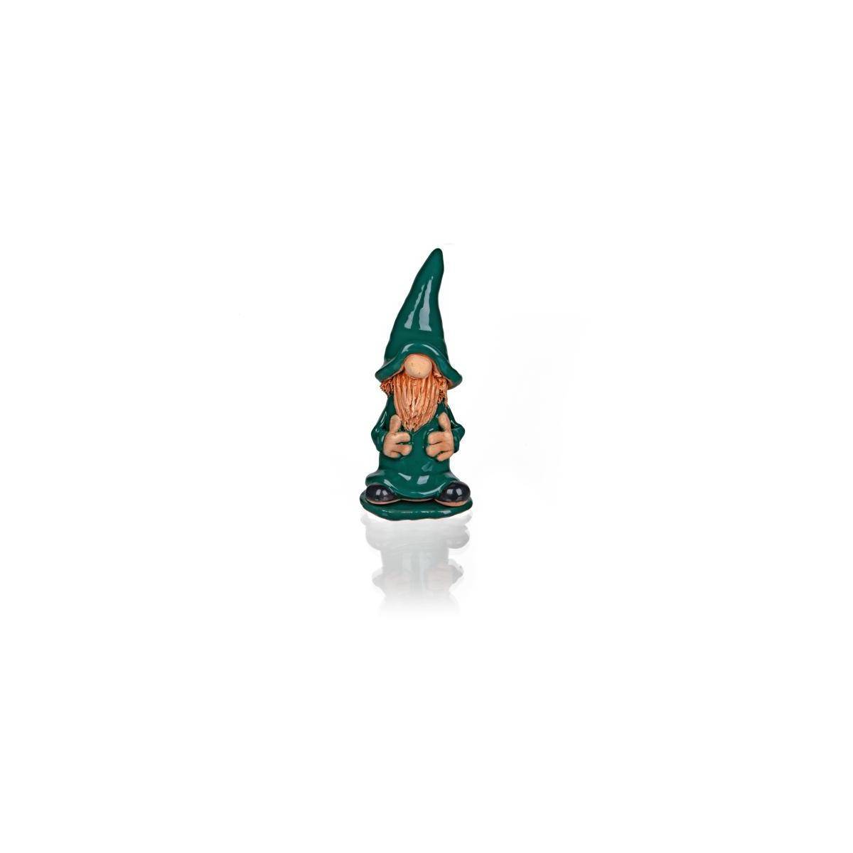 3702 - Keramik-Räucherfigur Wichtel grün, 18 cm