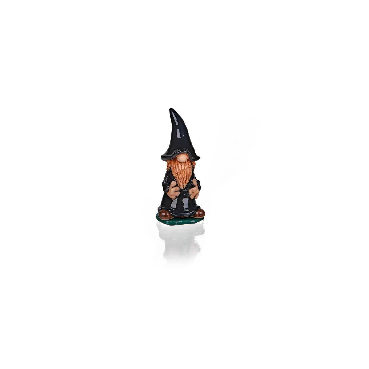 3703 - Keramik-Räucherfigur Wichtel schwarz, 18 cm