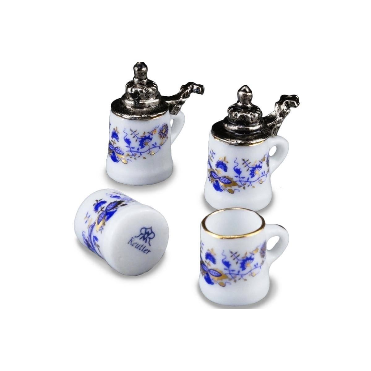 001.806/5 - Bierkrug mit und ohne Zinndeckel "Zwiebel Gold", Miniatur