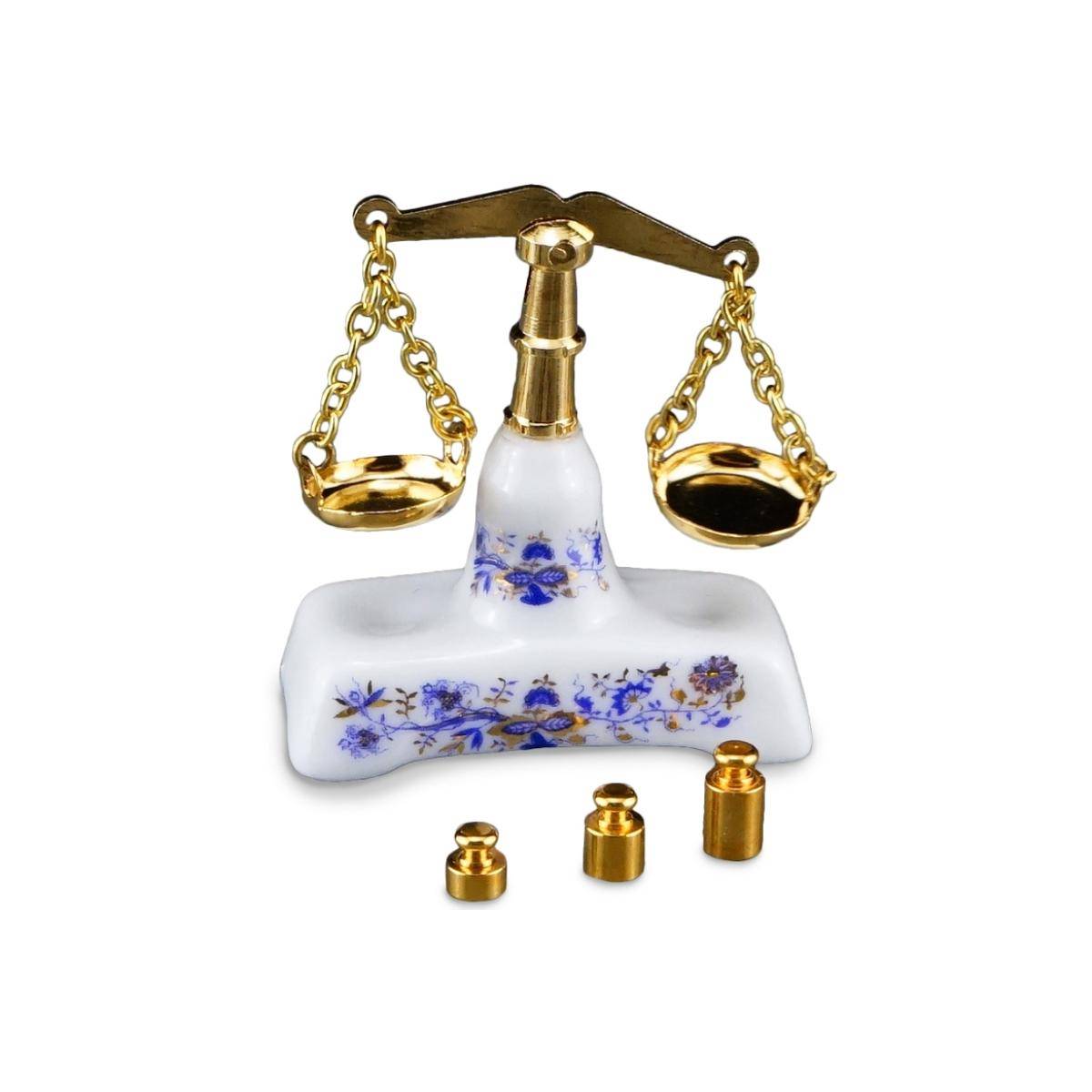 001.836/5 - Waage mit Gewichten "Zwiebel Gold", Miniatur