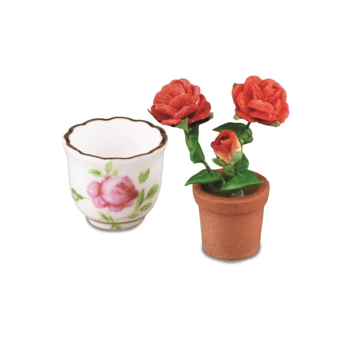 001.796/5 - Übertopf mit Rosenbusch, Miniatur