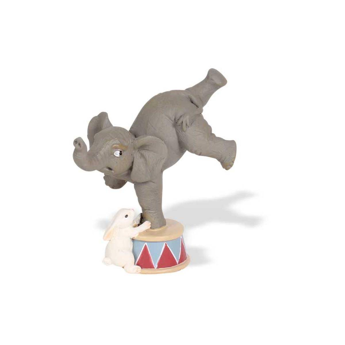 091065 - Keramikfigur " Elefant macht Handstand mit Häschen" , 9 cm