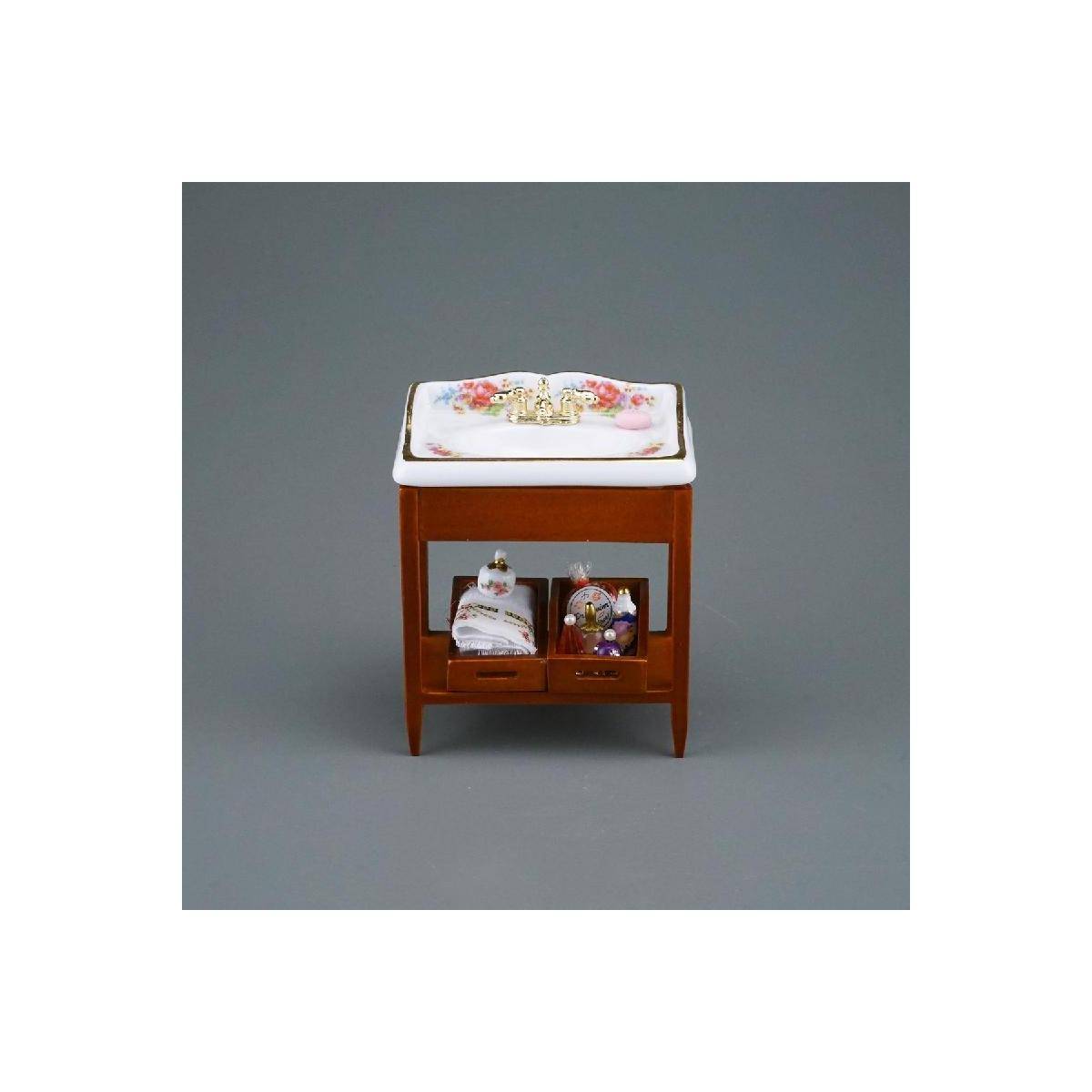 001.655/0 - Holzwaschtisch Dresdner Rose, Miniatur im Maßstab 1:12