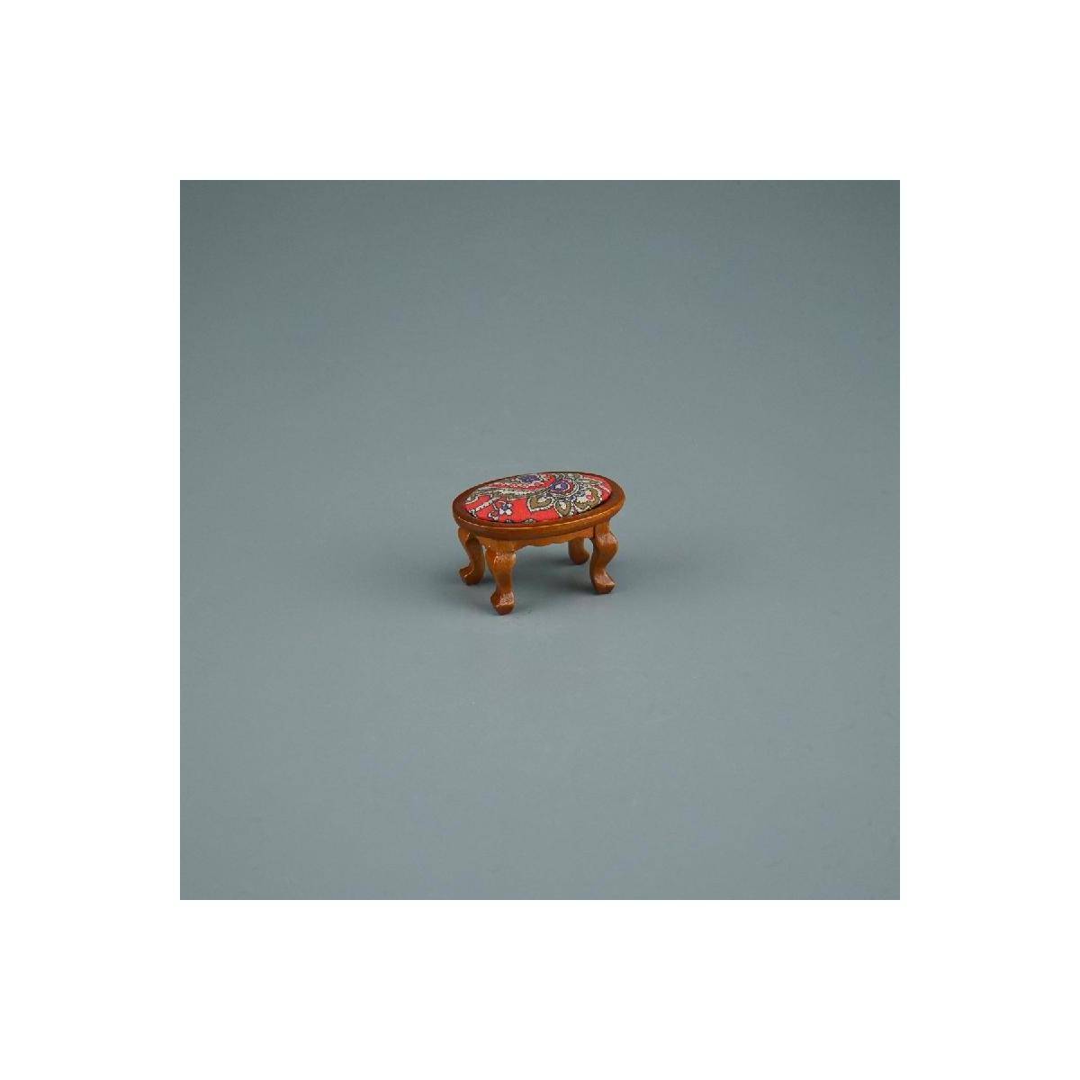 001.862/4 - Gepolsterter Hocker rot, Miniatur im Maßstab 1:12