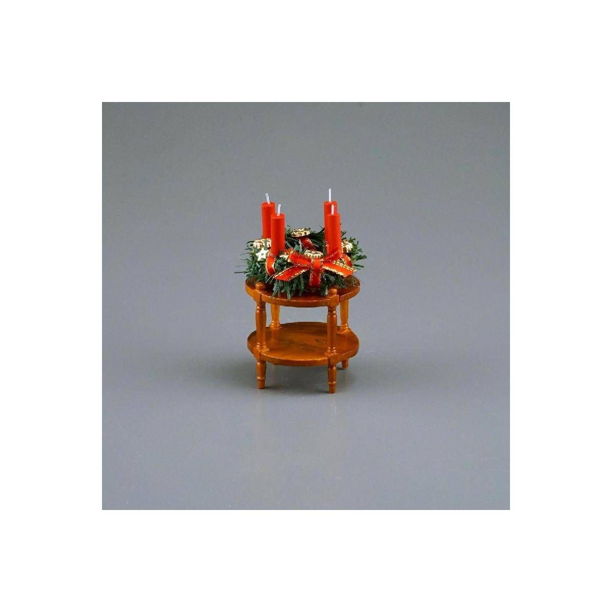 001.897/1 - Beistelltisch mit Adventskranz, Miniatur im Maßstab 1:12
