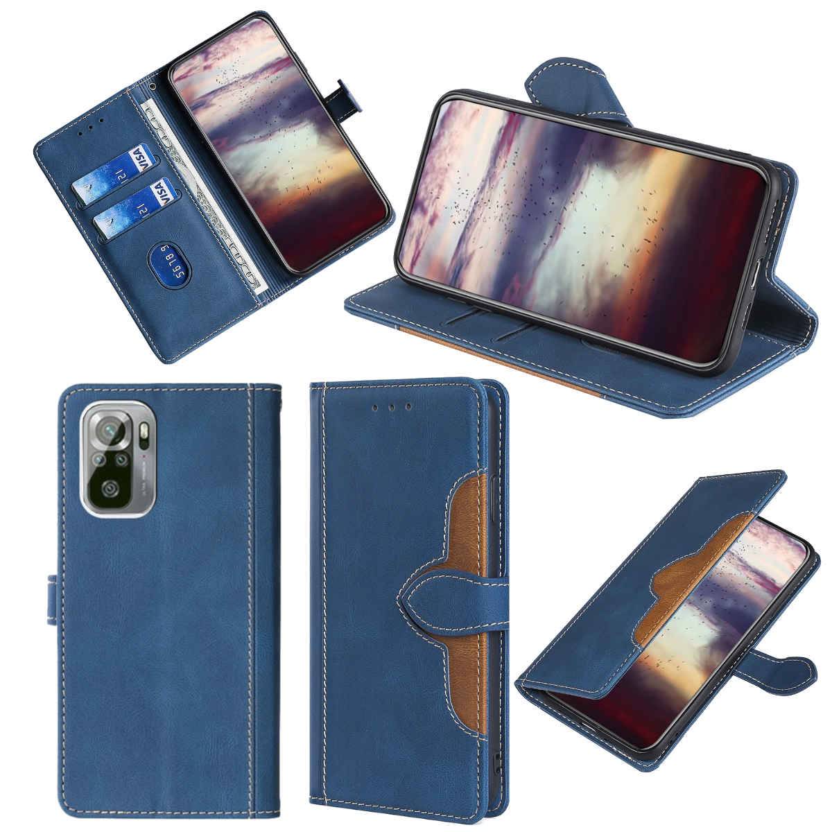 Für Xiaomi Redmi Note 10 Pro Design Handy Tasche Wallet Premium Dunkel Blau Schutz Hülle Case Cover Etuis Neu Zubehör