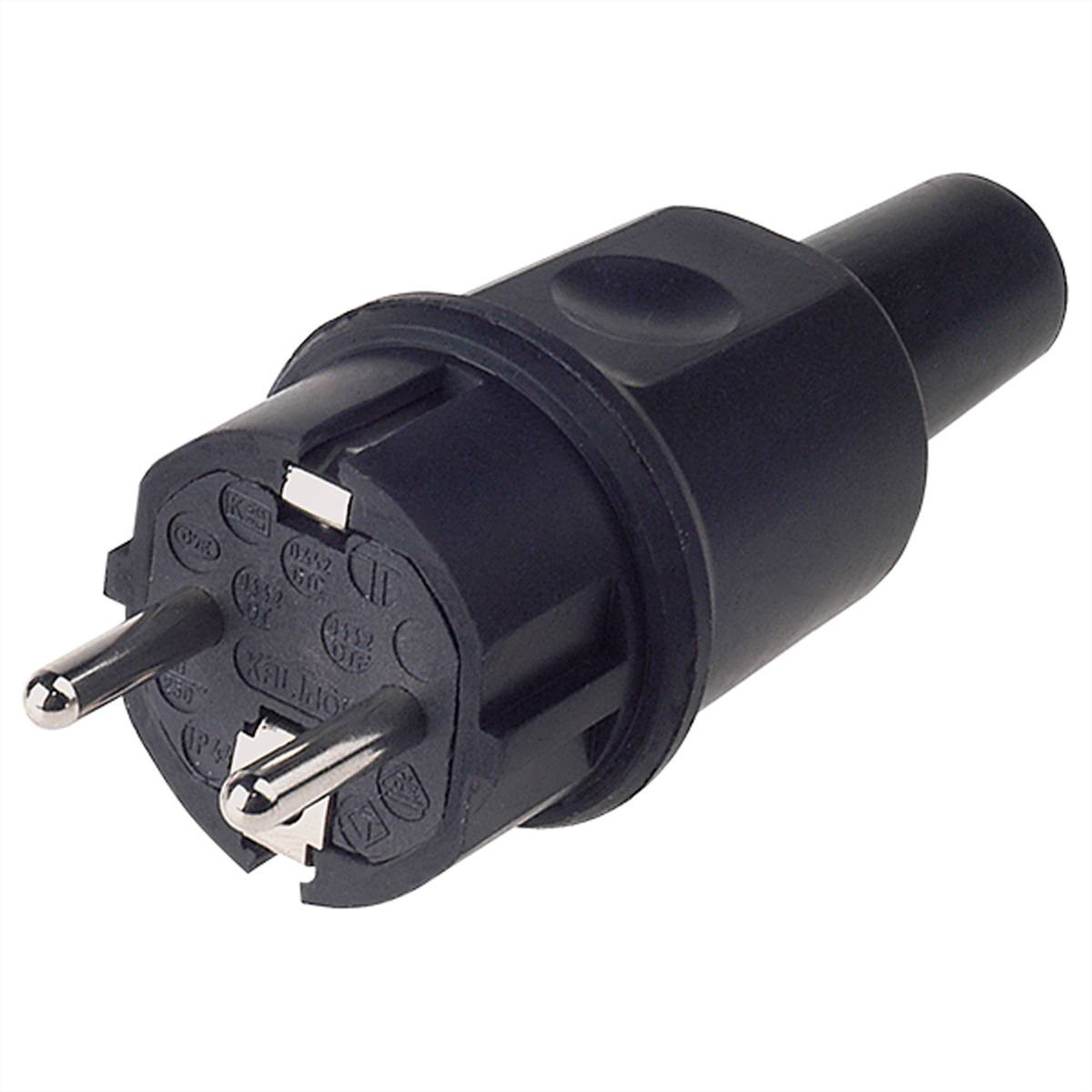 Bachmann 913.169 Schutzkontaktstecker Vollgummi 250V Schwarz IP44, IP20